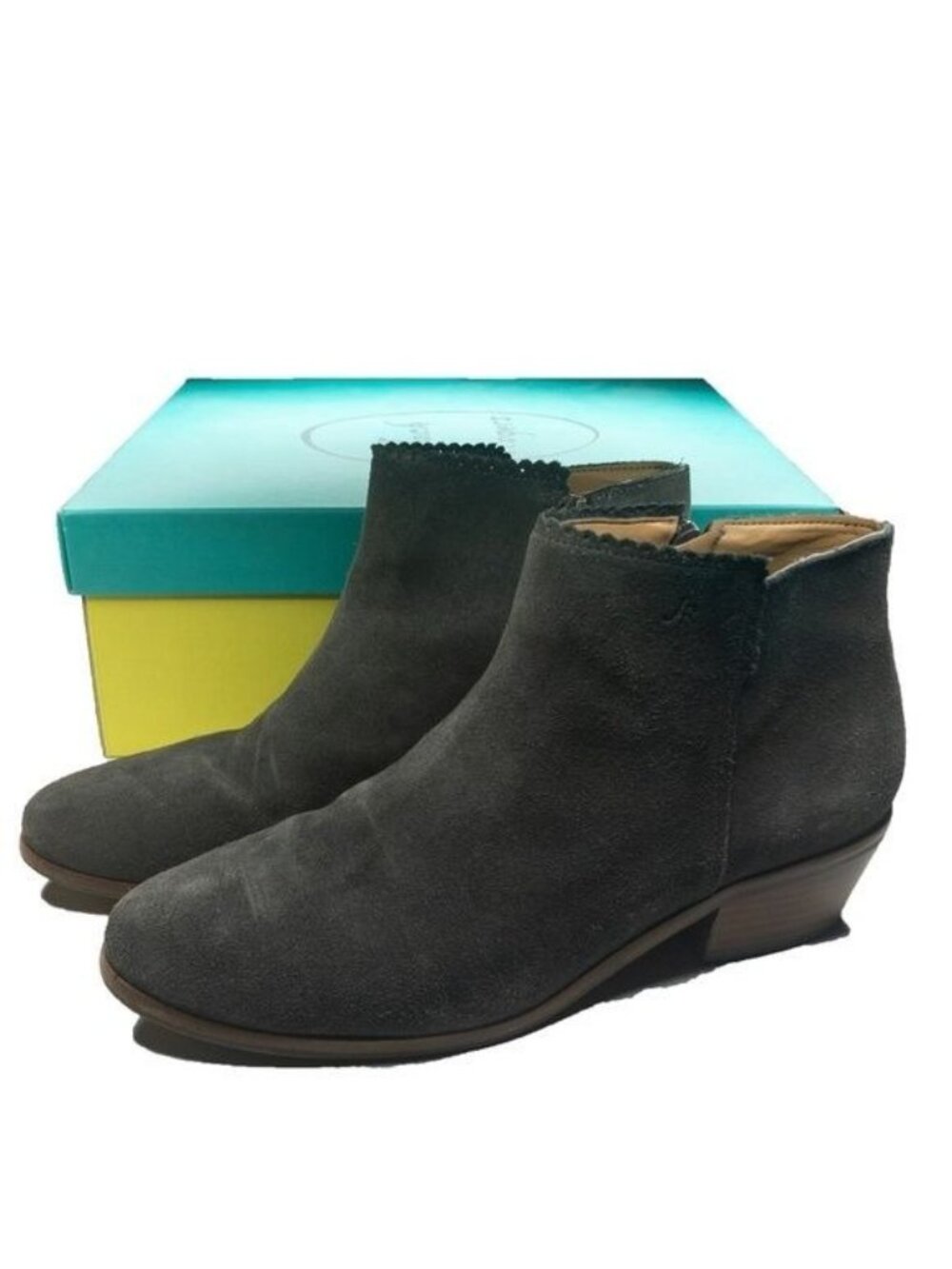 Jack Rogers Piper Suede Gray Booties Low-Heel Ankle Boots
